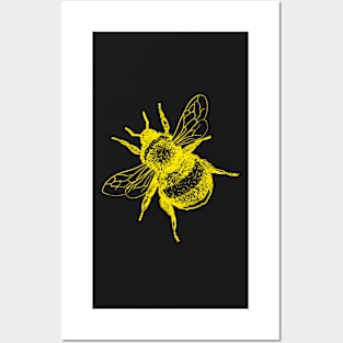 Bumblebee Neon Yellow Color - Bumblebees Black Design Bumble Bee Posters and Art